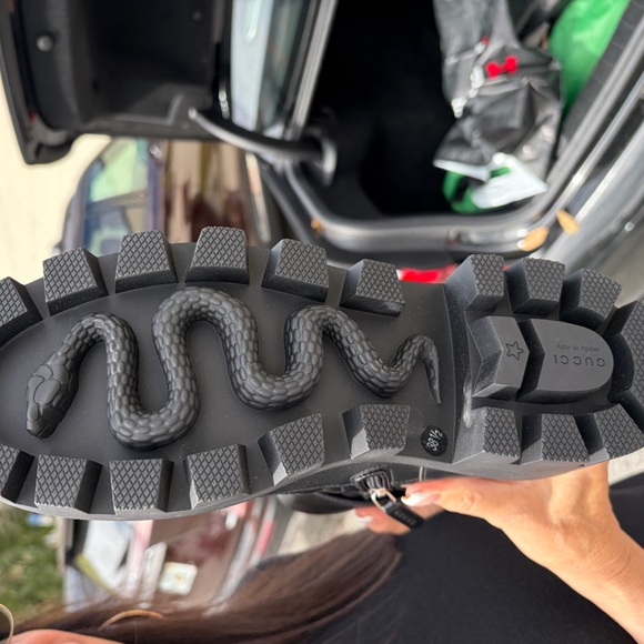 Gucci Black Quilted Lug-Sole Combat Boots - Women - Picture 4 of 5